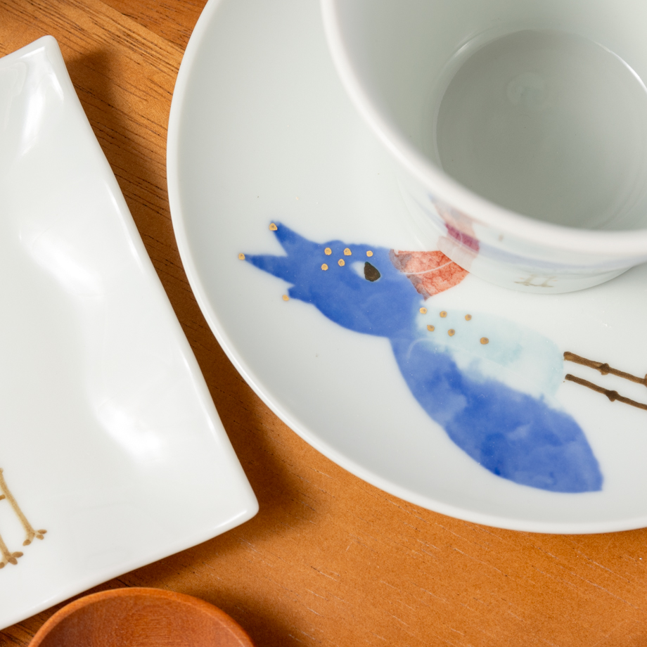 砥部焼 東窯 ハシビロコウ|手描きの表情が魅力の陶器